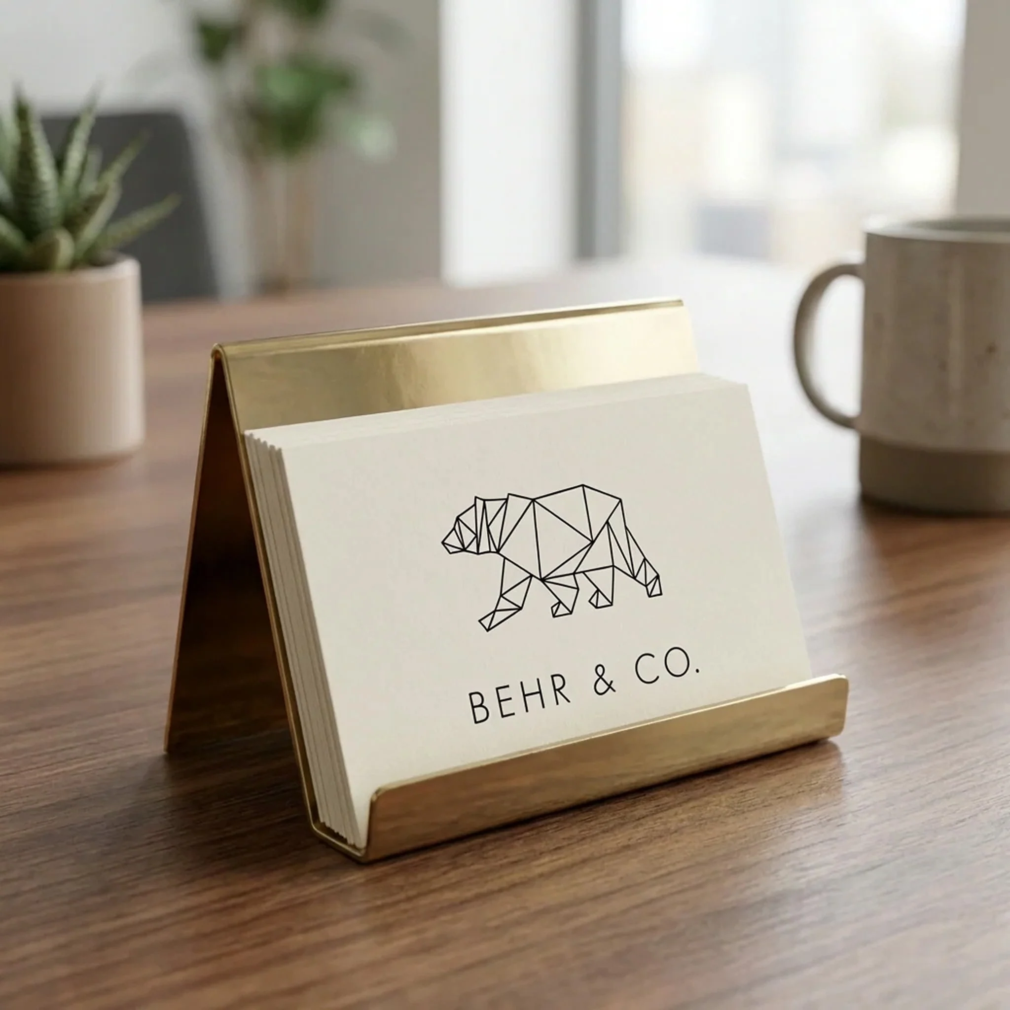 BEHR & CO Business Card Holder, Brass - Image 3