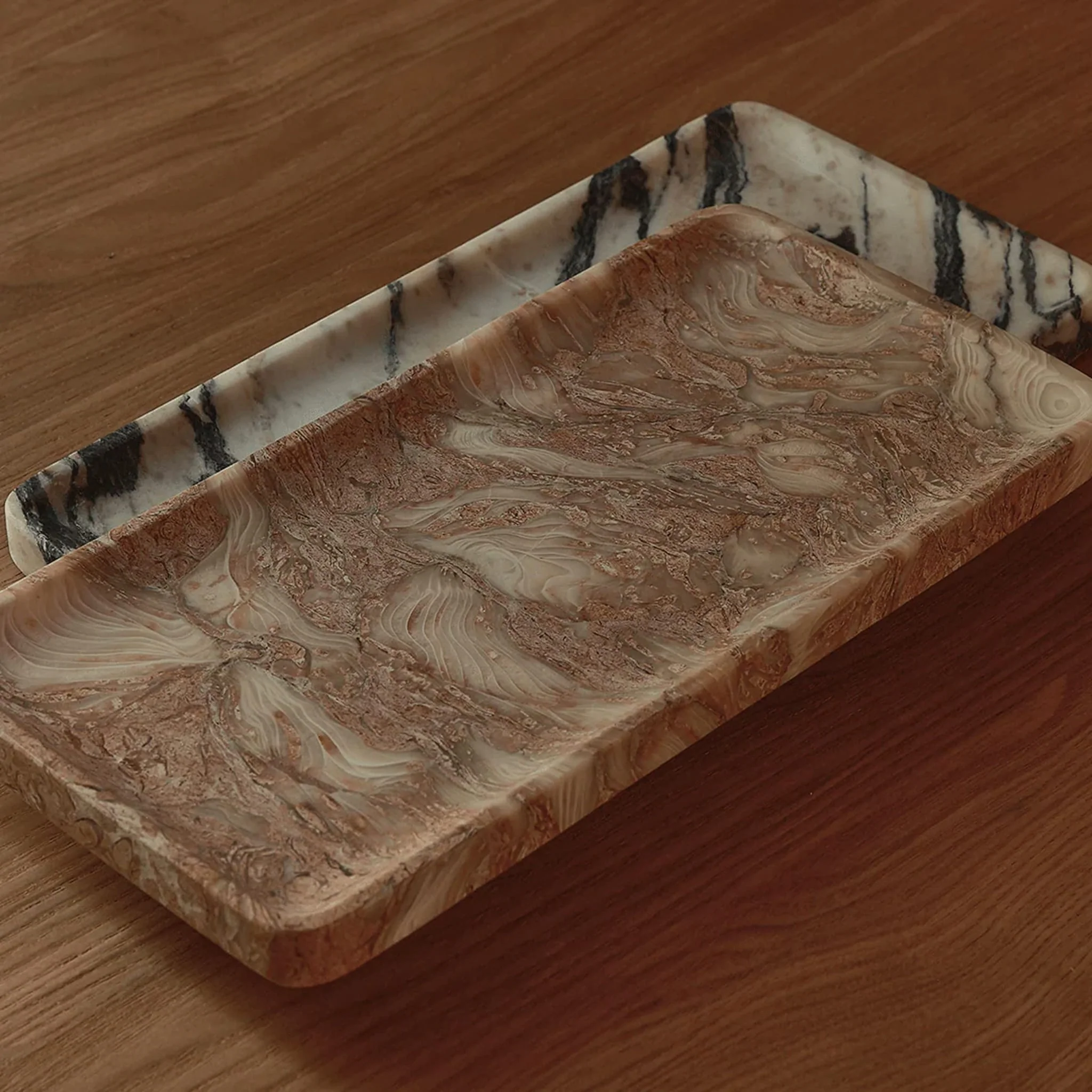 BLACK BLAZE Linea Rectangle Marble Tray, L30, Fossil Pink - Image 3
