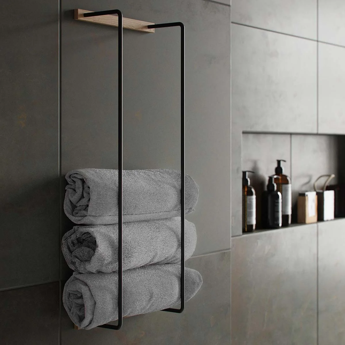 EKTA LIVING Towel Rack, Black - Image 2