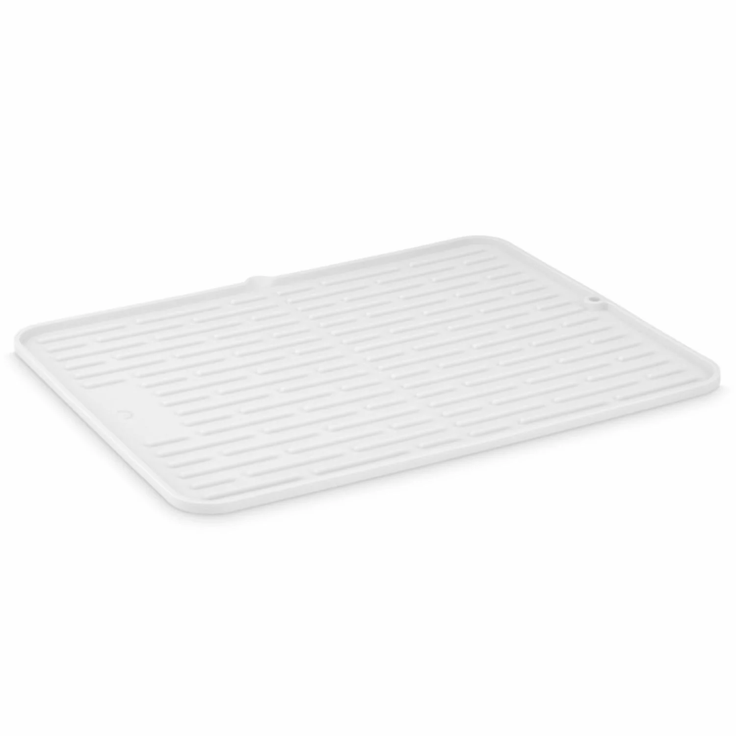 DESIGNSTUFF DRIP Folding Silicone Drying Mat Large w/ Drainage Mouth, White