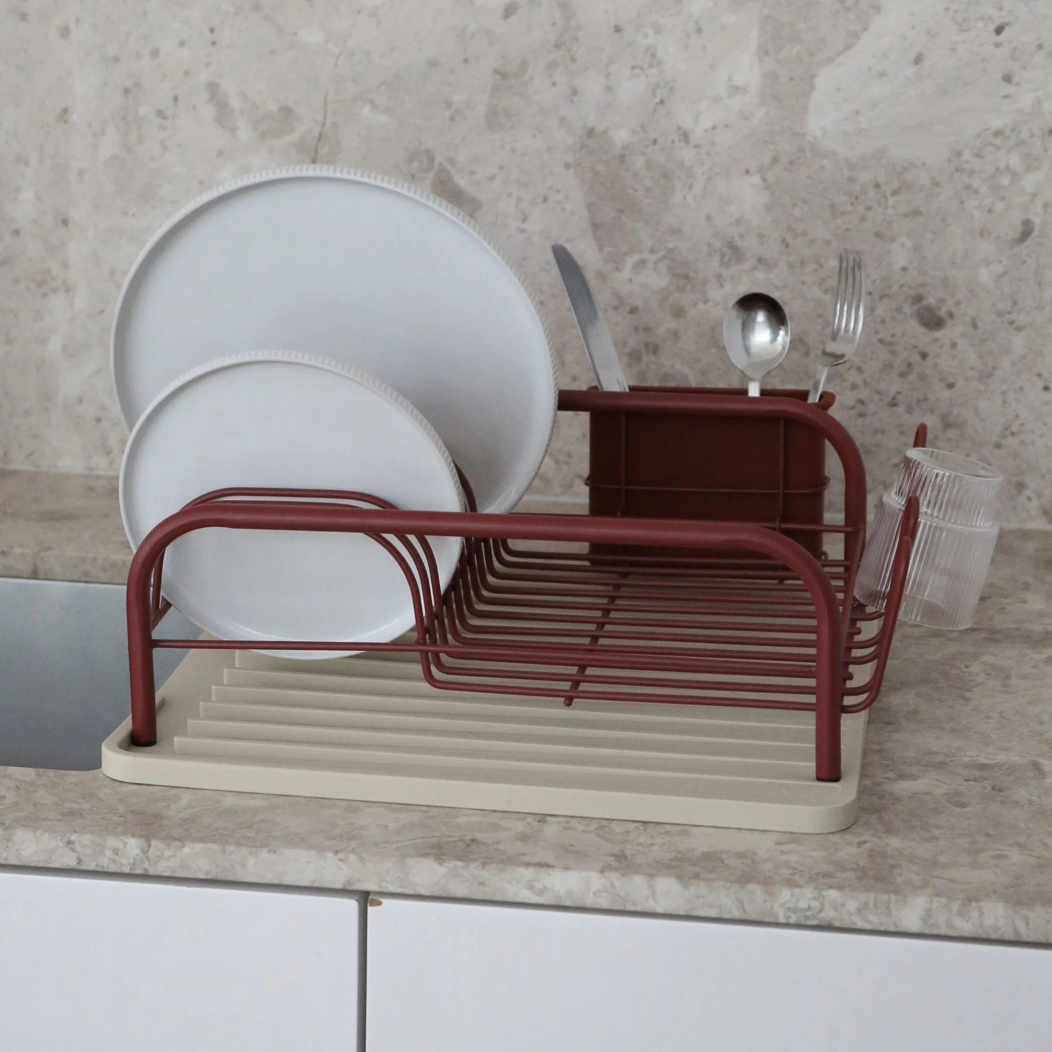 PRE-ORDER │ DESIGNSTUFF DRIP Curve Dish Rack, Brick - Image 3