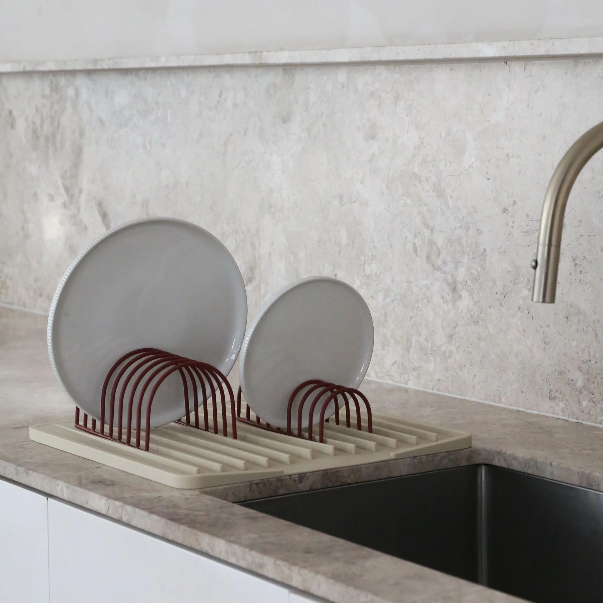 DESIGNSTUFF DRIP Dish Drainer, Brick (Set of 2) - Image 3