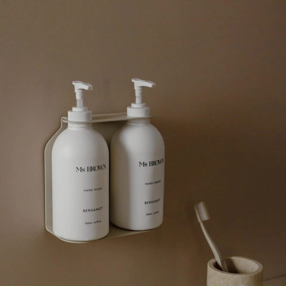 DESIGNSTUFF Dual Soap Dispenser Holder, Sand - Image 8