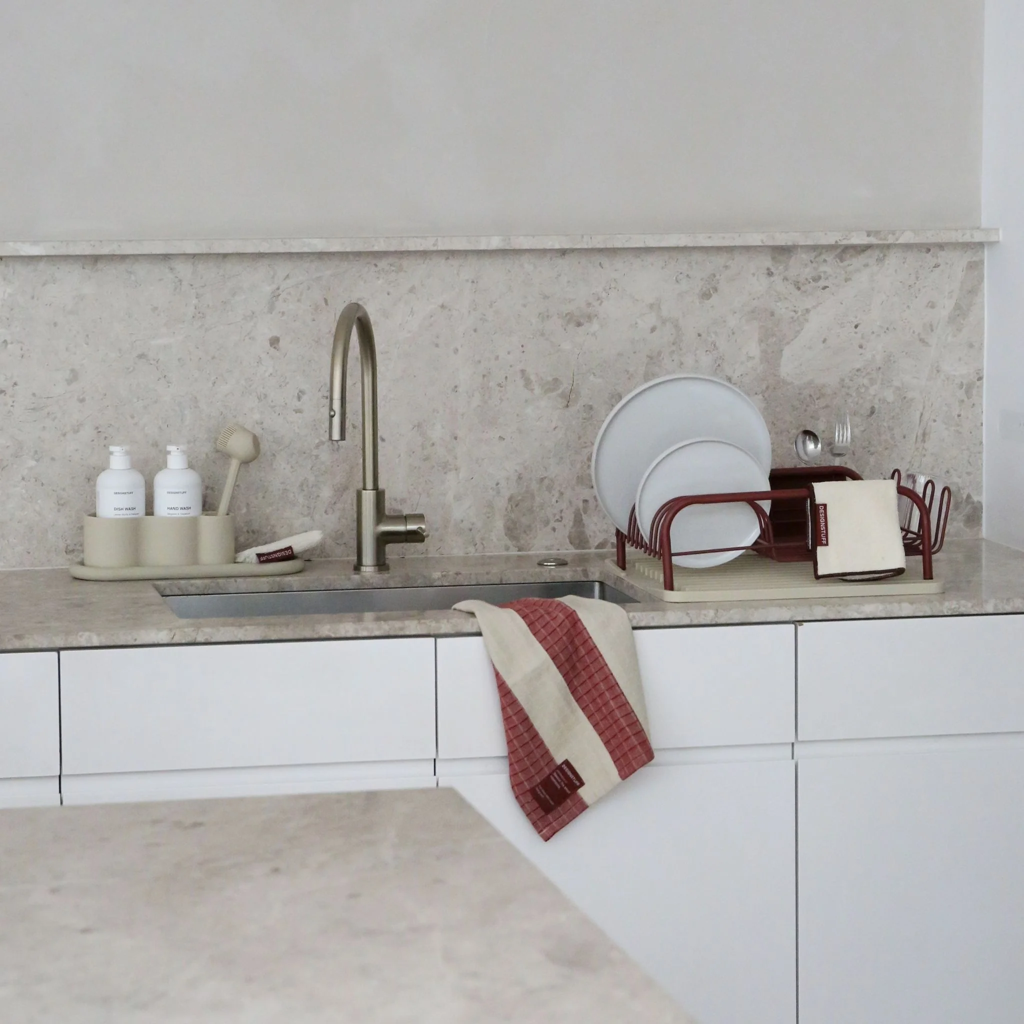 PRE-ORDER │ DESIGNSTUFF ETTA Muslin Tea Towel Block, Brick/Sand - Image 4