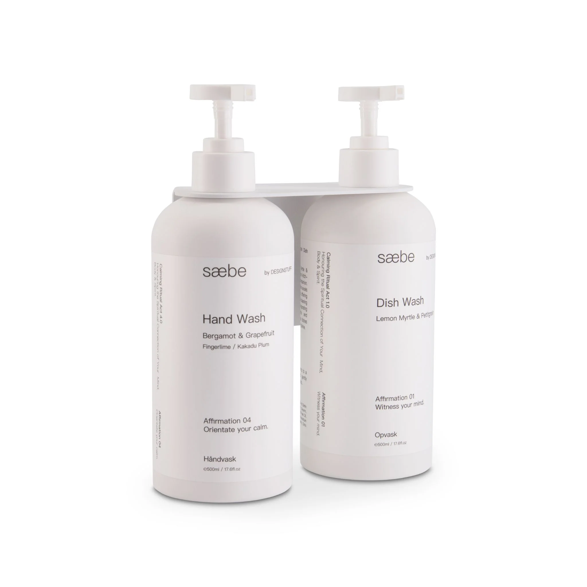 DESIGNSTUFF Floating Dual Soap Dispenser Holder, White - Image 2