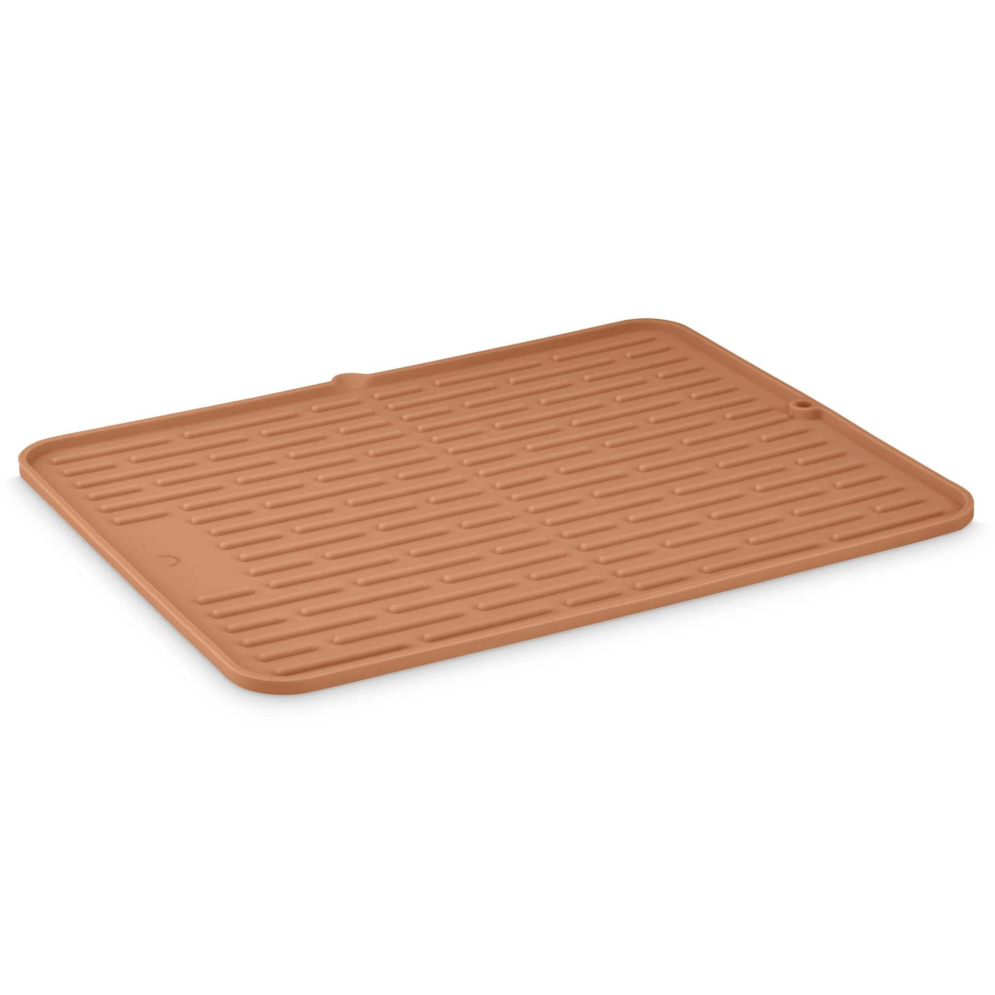 DESIGNSTUFF DRIP Folding Silicone Drying Mat Large w/ Drainage Mouth, Camel
