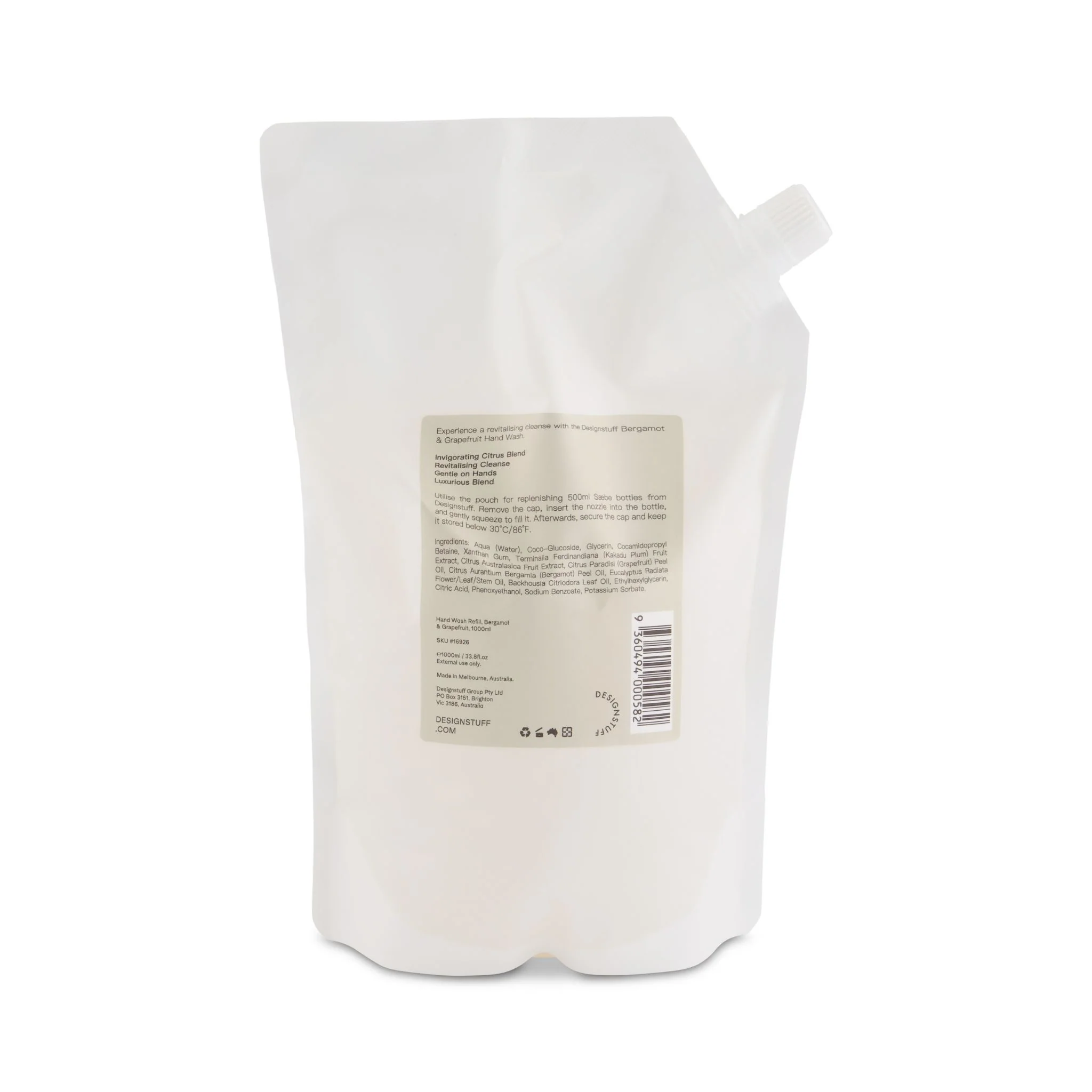 DESIGNSTUFF Hand Wash Refill, Bergamot & Grapefruit, 1L - Image 6