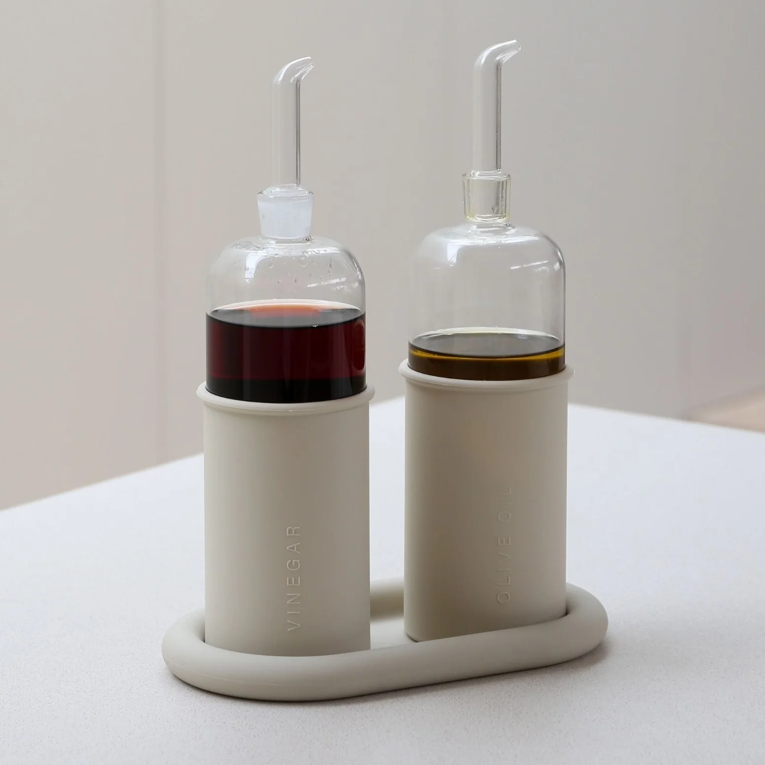 DESIGNSTUFF LUYO Oil & Vinegar Bottle Gift Set, 700 ml, Sand