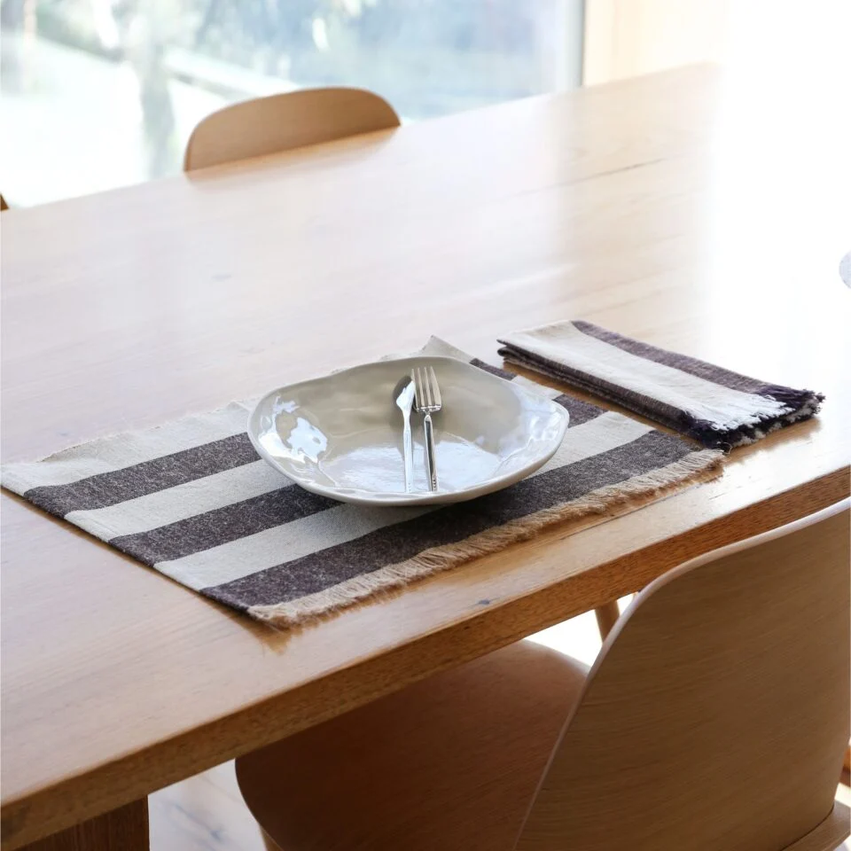 DESIGNSTUFF Napkin w/Fringe, Coffee Bean/Light Grey (Set of 2) - Image 9