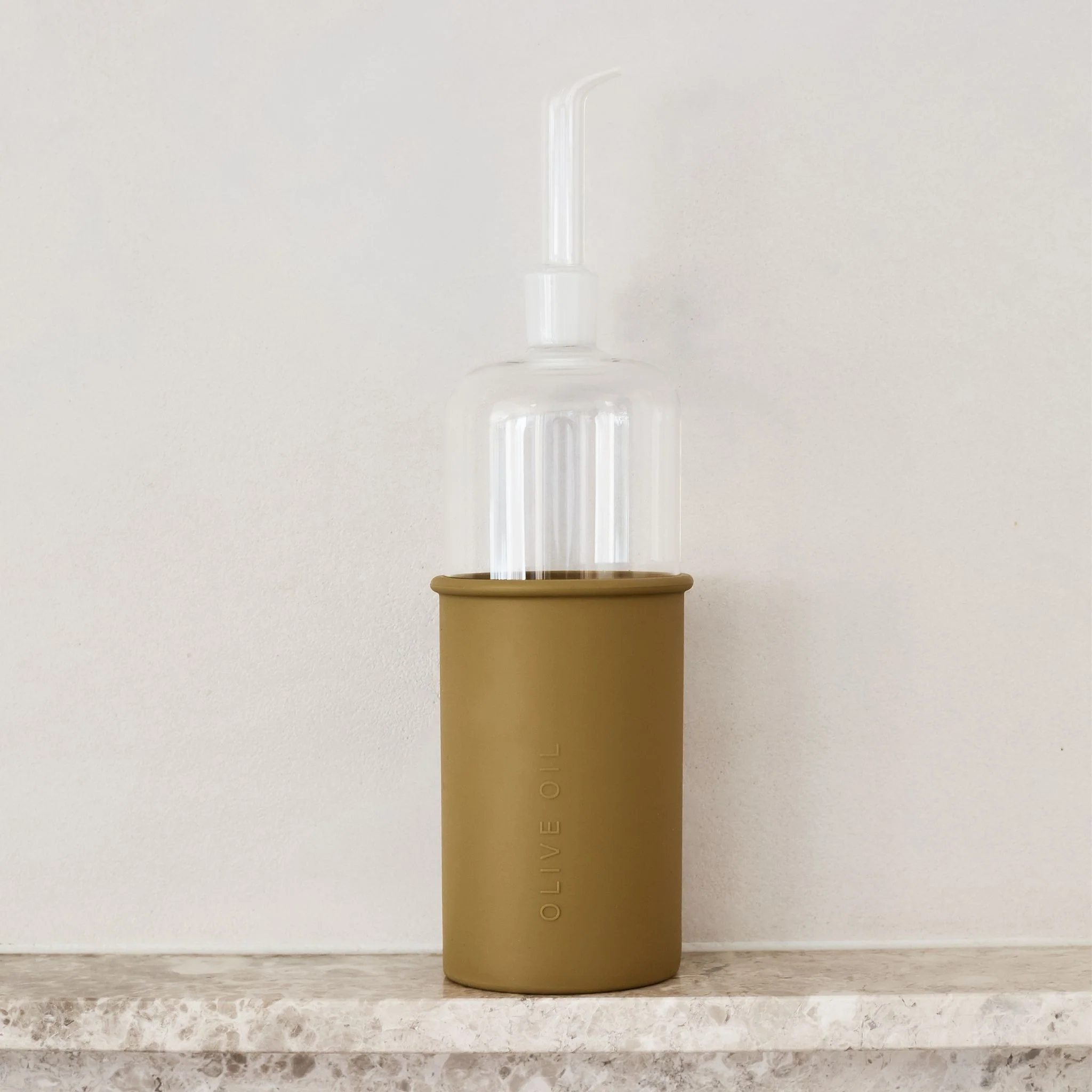 DESIGNSTUFF RUND Bottle for Olive Oil Glass/Silicone, 700ml, Fern