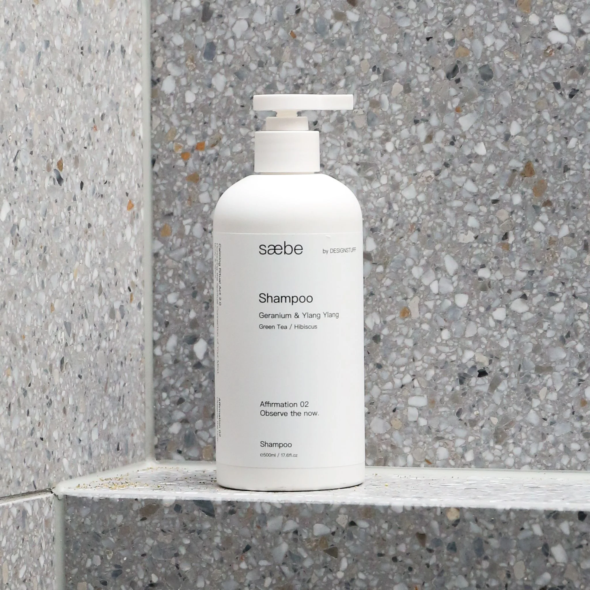 DESIGNSTUFF Saebe Shampoo, Geranium & Ylang Ylang, 500mL - Image 3