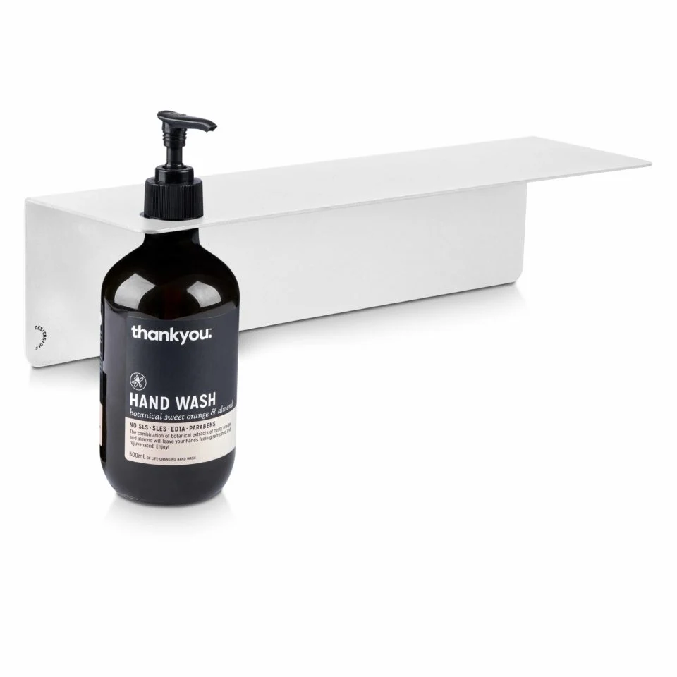 DESIGNSTUFF Shelf w/ Single Soap Dispenser Holder, L40 cm, White - Image 2