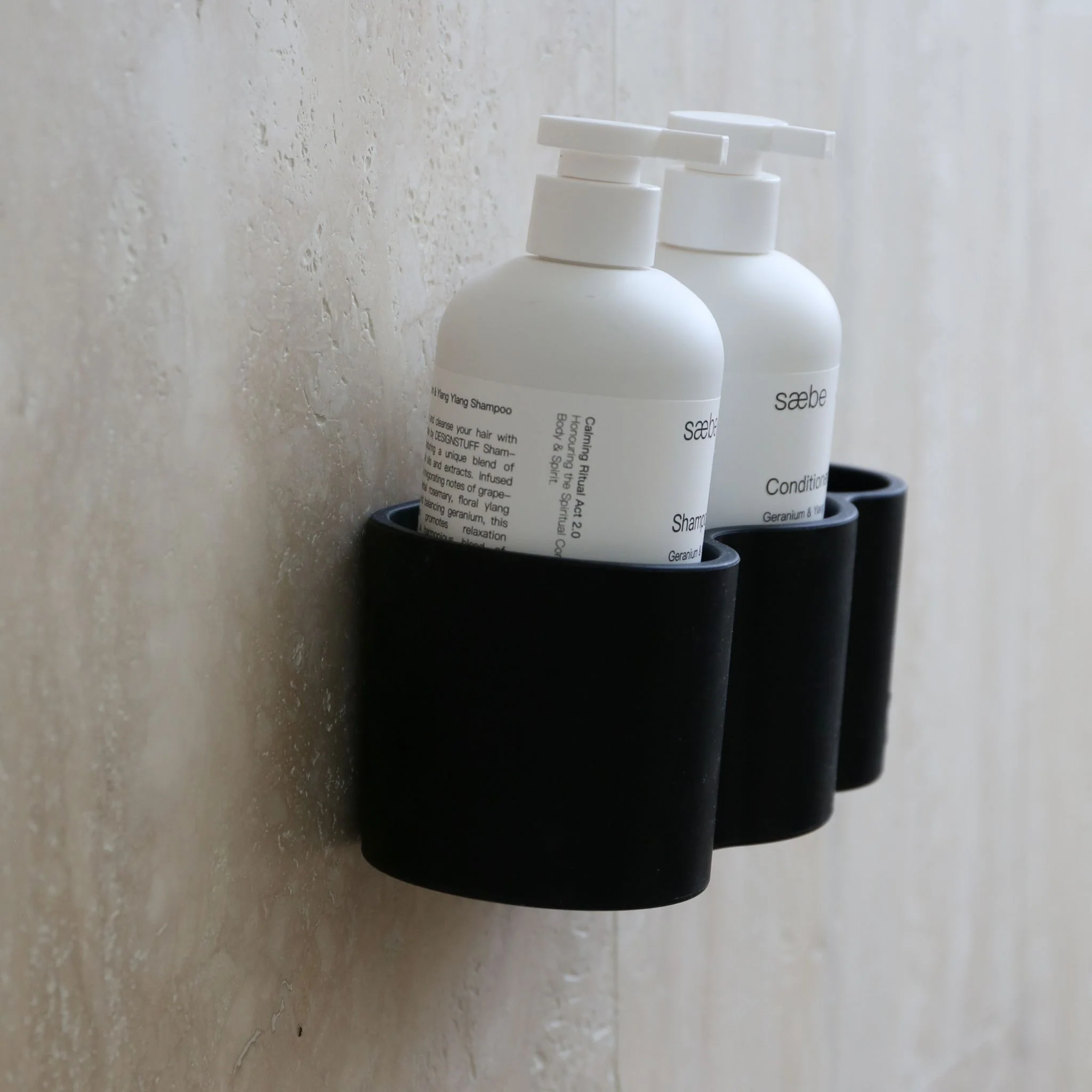 DESIGNSTUFF CURV Shower Caddy, Silicone/Adhesive, Black - Image 5