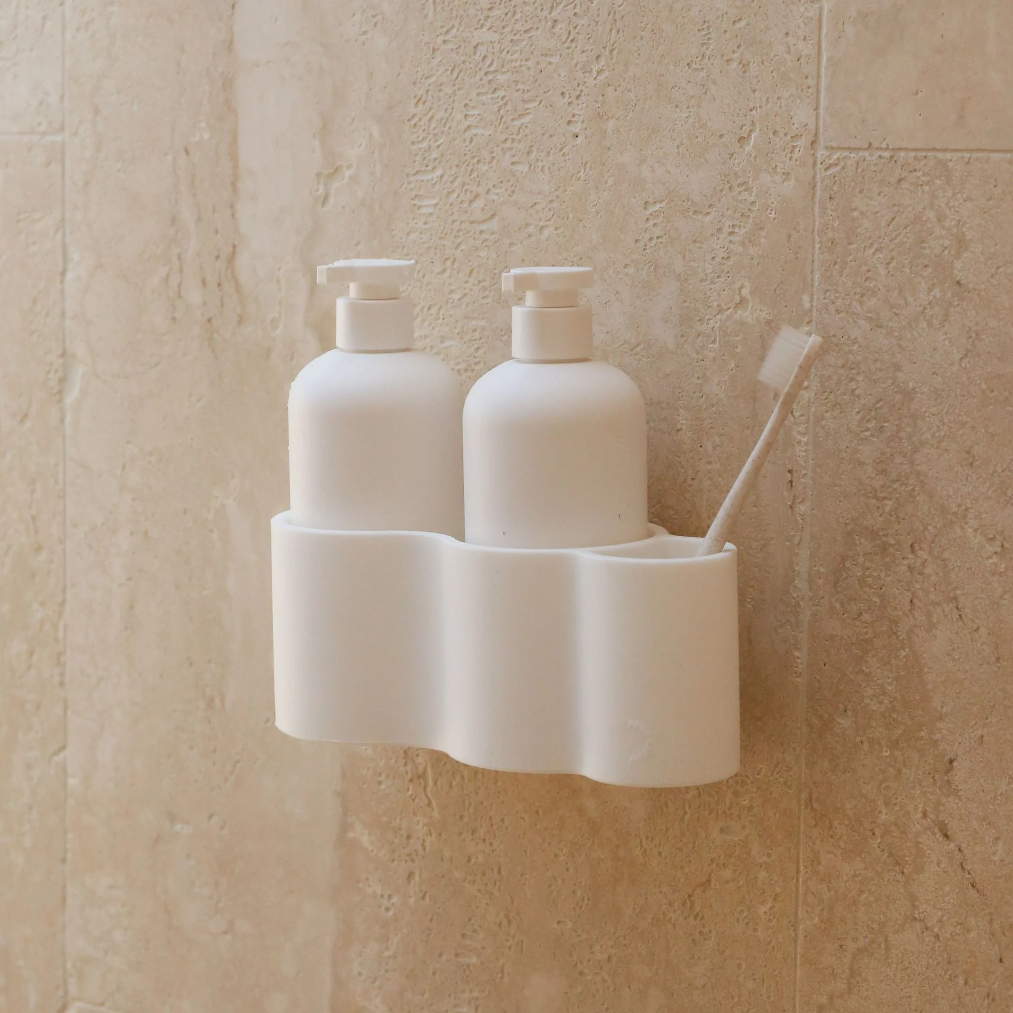 DESIGNSTUFF CURV Shower Caddy, Silicone/Adhesive, White - Image 4