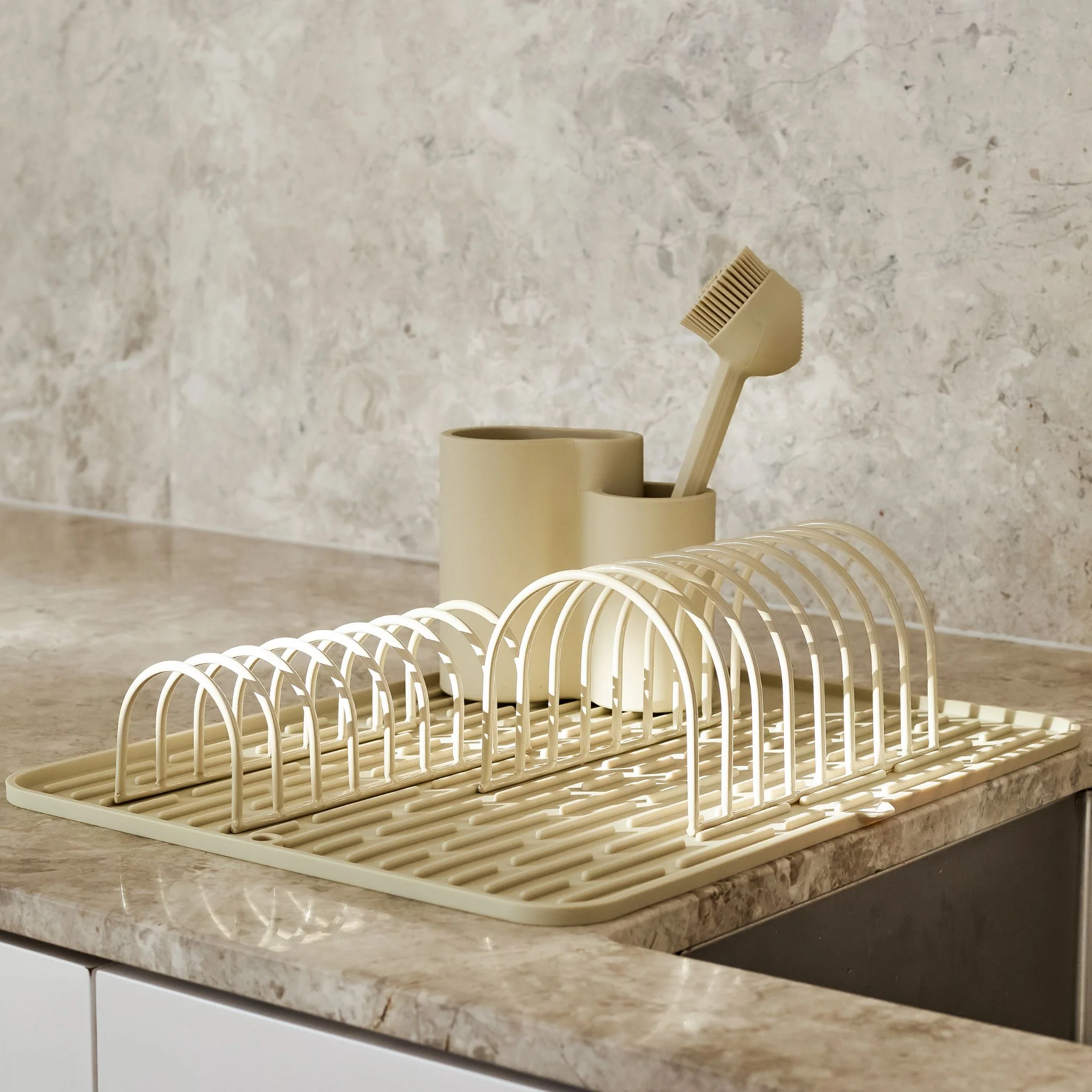 DESIGNSTUFF DRIP Dish Drainer, Sand (Set of 2) - Image 5