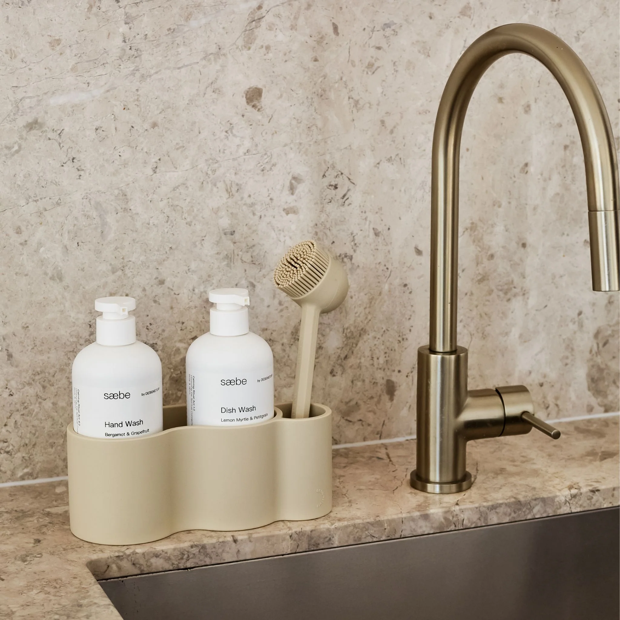 DESIGNSTUFF VANA Sink Caddy, Silicone, Sand