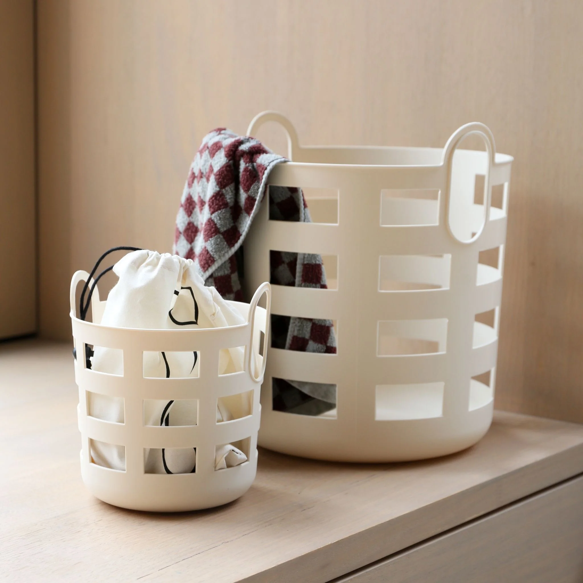 ENKEL STUDIO Storage and Laundry Basket, Sand (Set of 2) - Image 3
