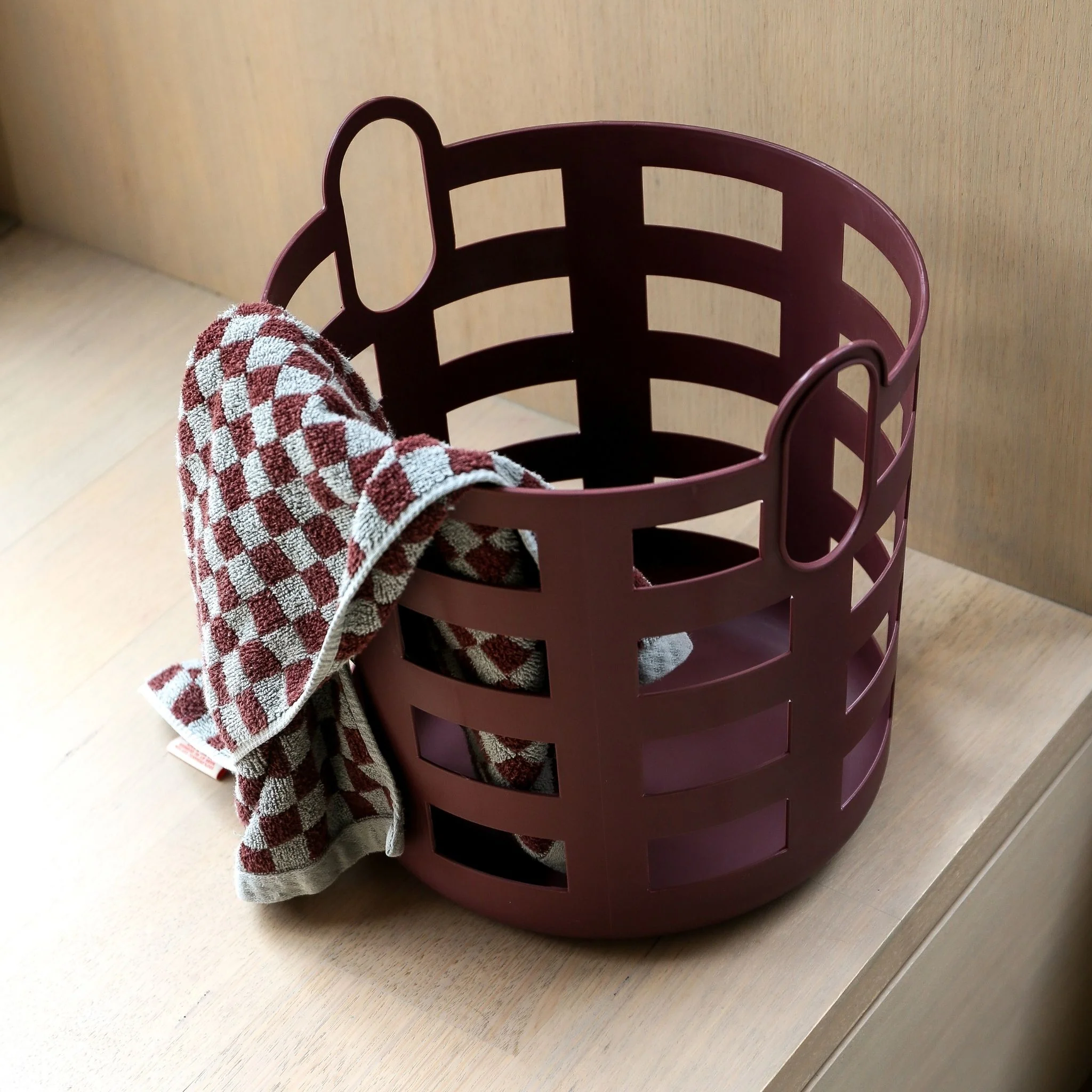 ENKEL STUDIO Storage and Laundry Basket, Burgundy (Set of 2)