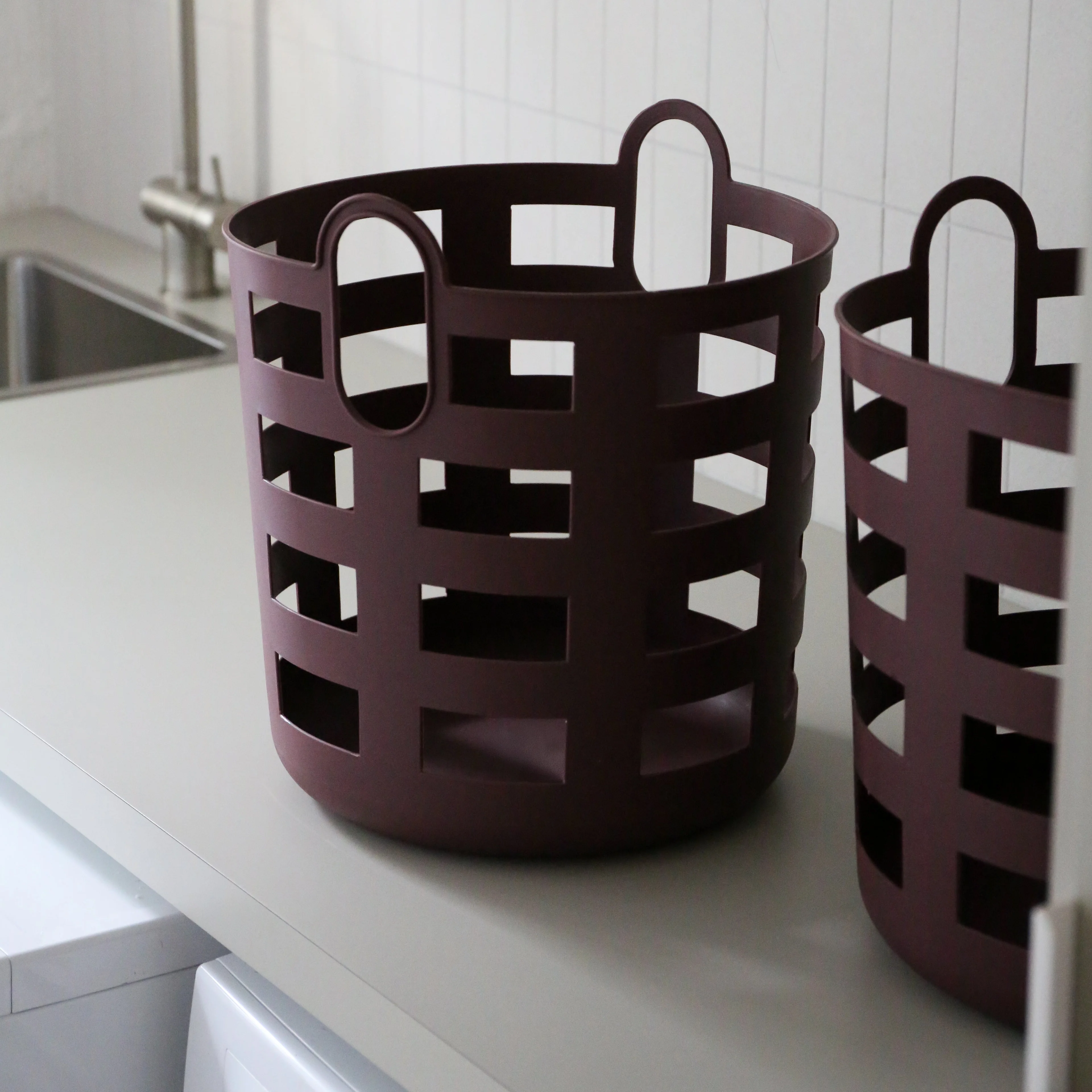 ENKEL STUDIO Storage and Laundry Basket, Burgundy (Set of 2) - Image 6