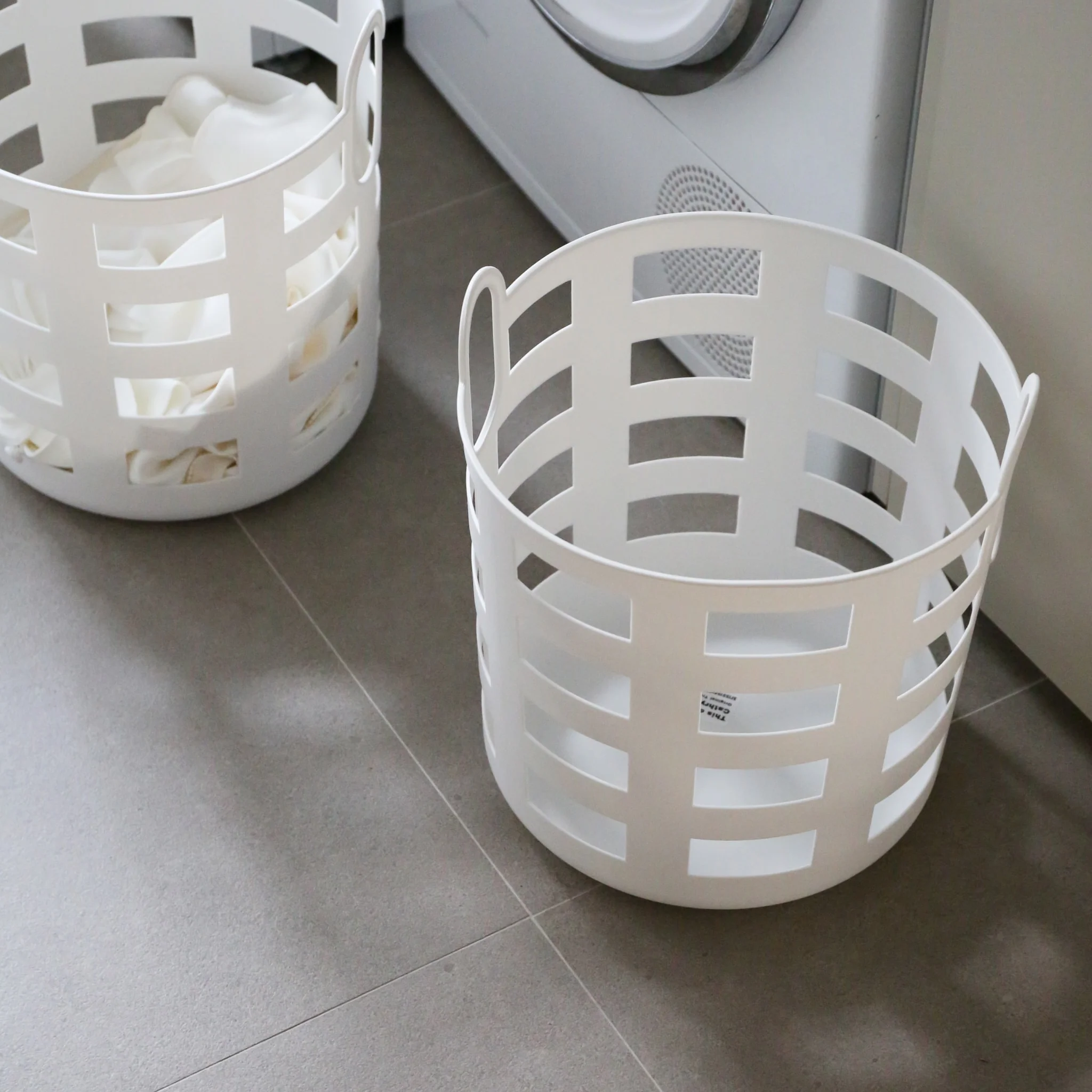 ENKEL STUDIO Storage and Laundry Basket, White (Set of 2) - Image 5