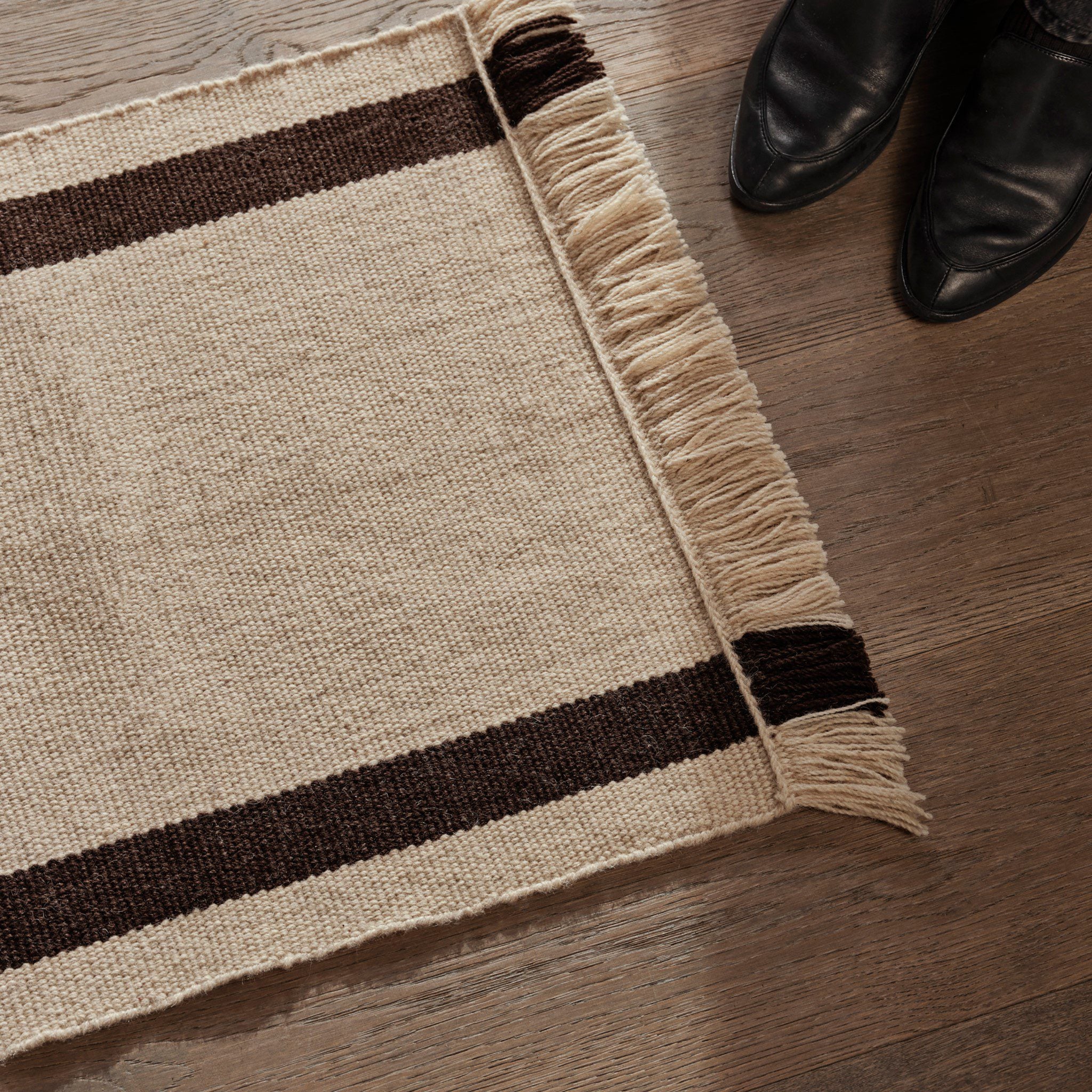 FERM LIVING Calm Kelim Door Mat, Off-White/Coffee, 50x70cm - Image 2
