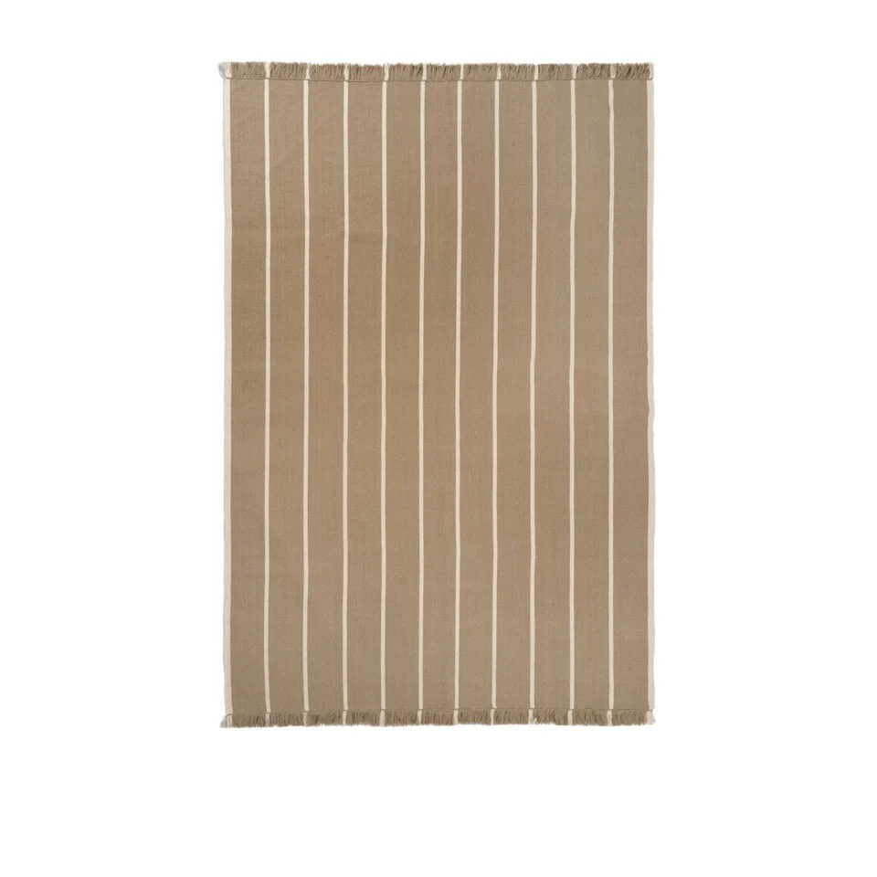 FERM LIVING Calm Kelim Rug, Dark Sand/Off-White – 2 Sizes