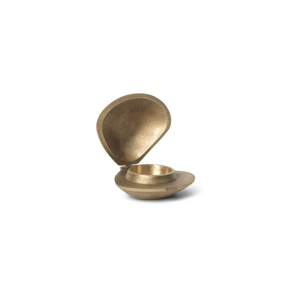 FERM LIVING Clam Tealight Candle Holder, Brass