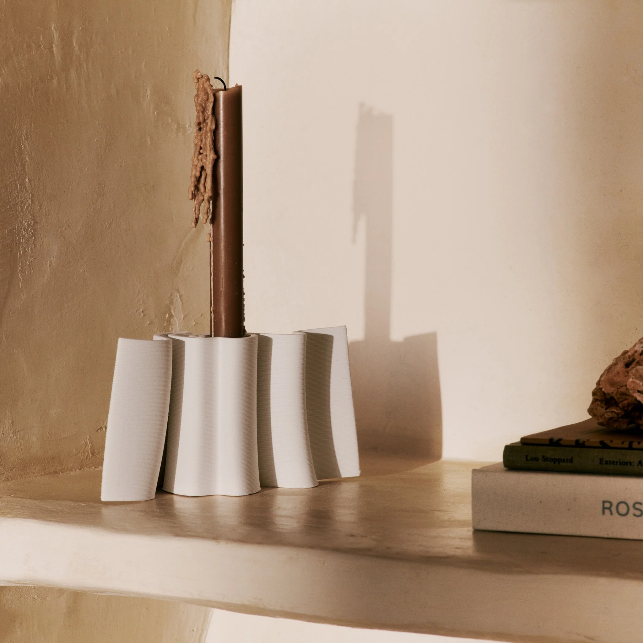 FERM LIVING Dedali Candle Holder, Off-White