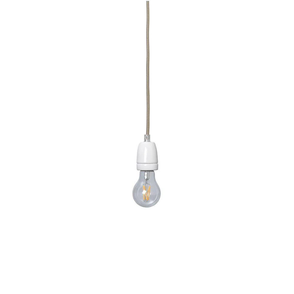 FERM LIVING Fabric Cord Set Ceramic Socket Pendant, Dark Cashmere, 4m