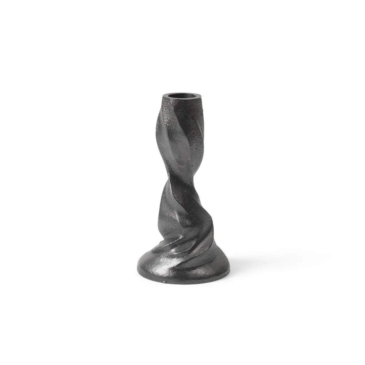 FERM LIVING Gale Candle Holder, Blackened Aluminium, H13cm