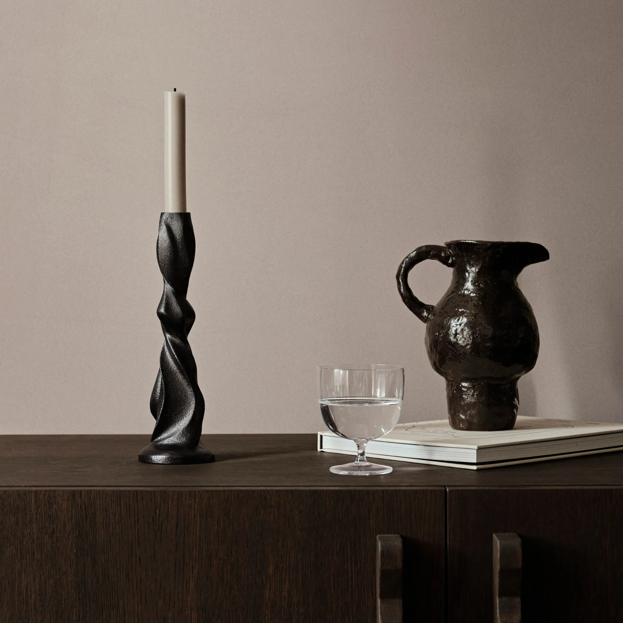 FERM LIVING Gale Candle Holder, Blackened Aluminium, H25cm - Image 2