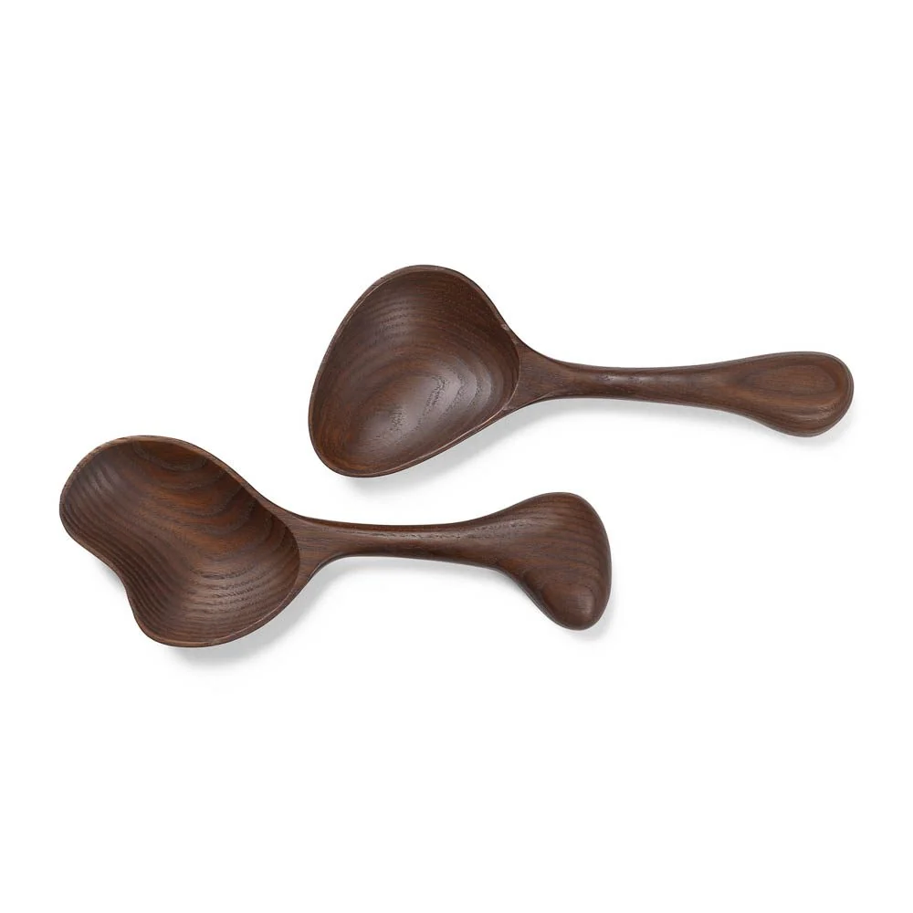 FERM LIVING Os Salad Servers, Dark Brown