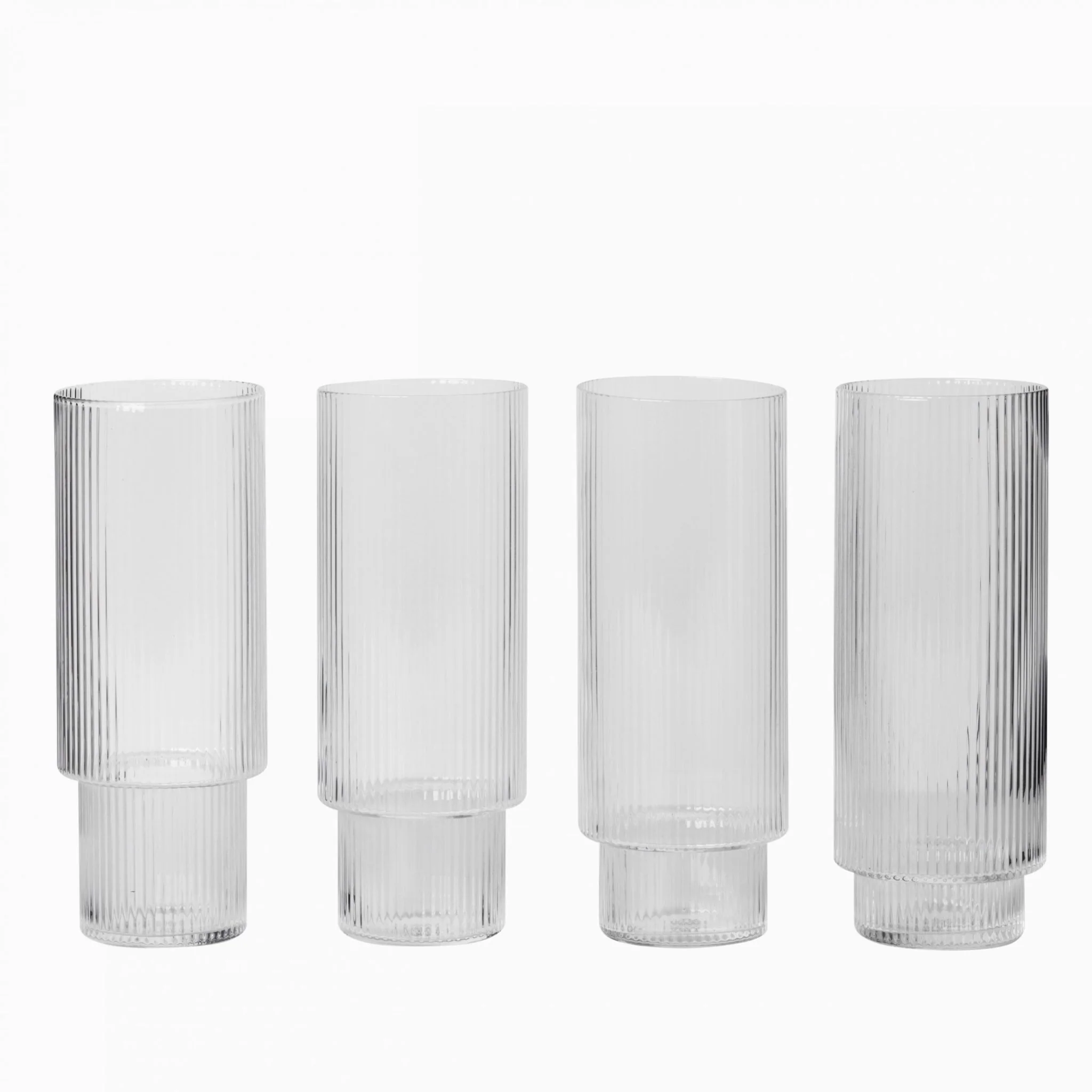 FERM LIVING Ripple Long Drink Glasses, Clear (Set of 4) - Image 2