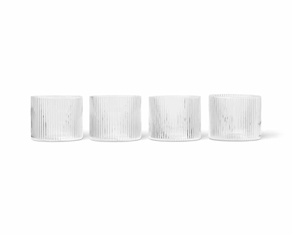 FERM LIVING Ripple Low Glasses, Clear (Set of 4)