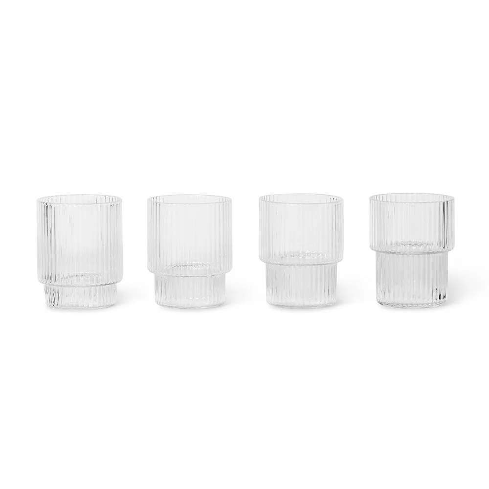 FERM LIVING Ripple Liqueur/Shot Glasses, Clear (Set of 4)