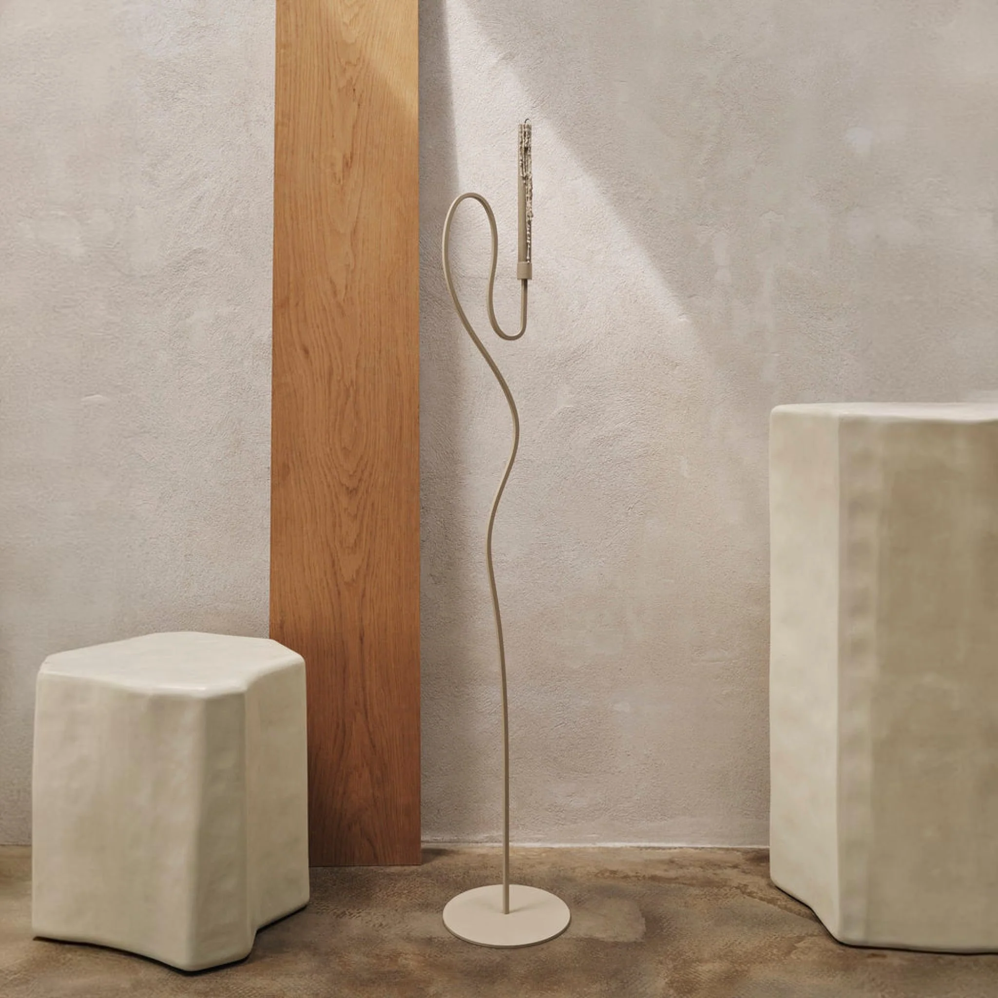 FERM LIVING Valse Floor Candle Holder, Cashmere