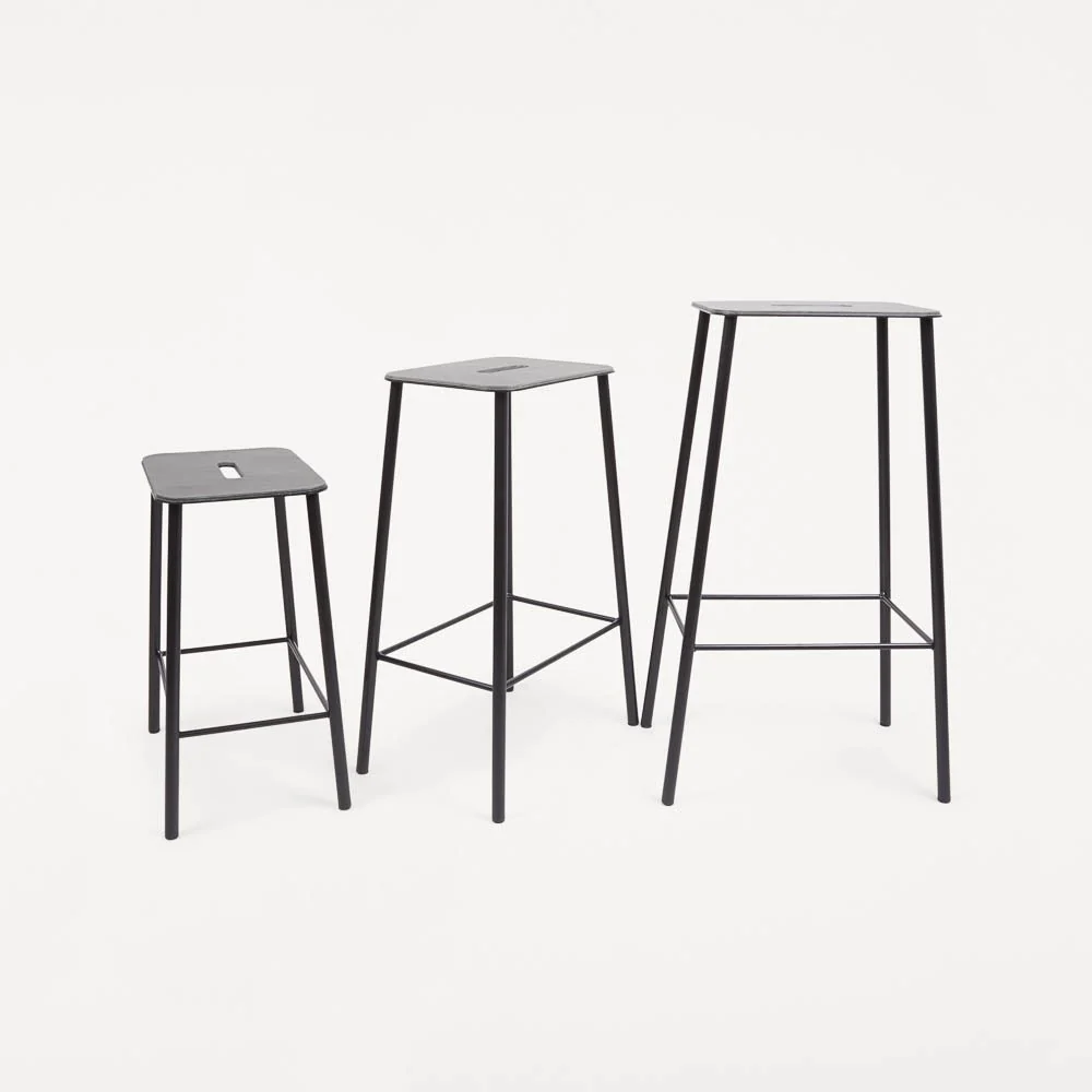 FRAMA Adam Stool, Black/Anthracite Leather, H65cm - Image 3