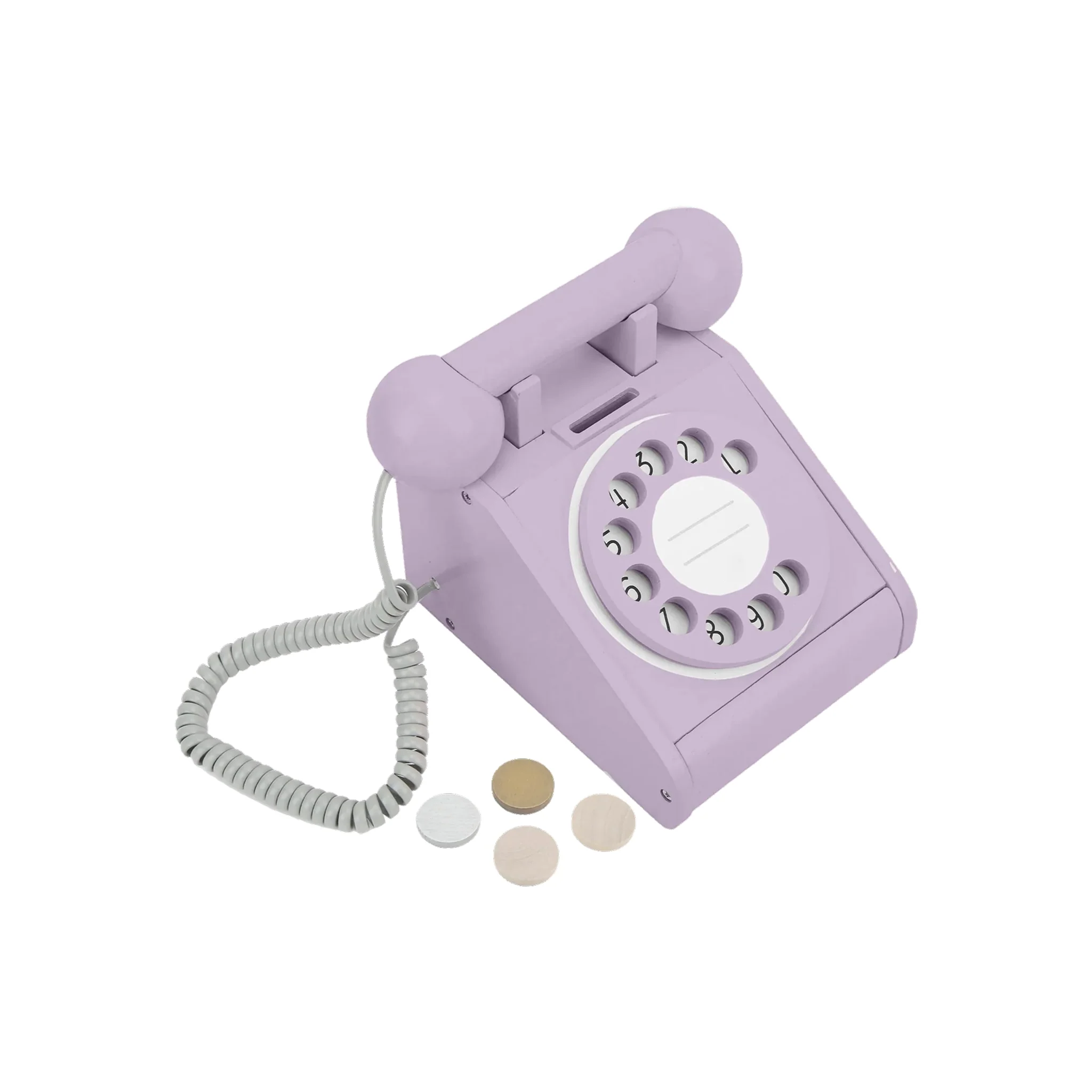 IMAGINE THAT Wooden Rotary Telephone, Lavender