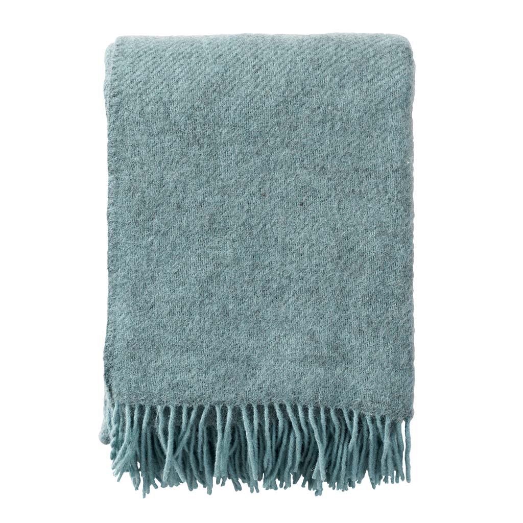 KLIPPAN Gotland Wool Throw Blanket, Turquoise