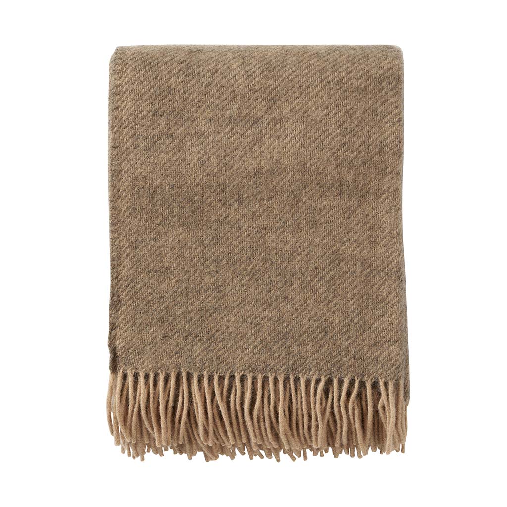 KLIPPAN Gotland Wool Throw Blanket, Beige