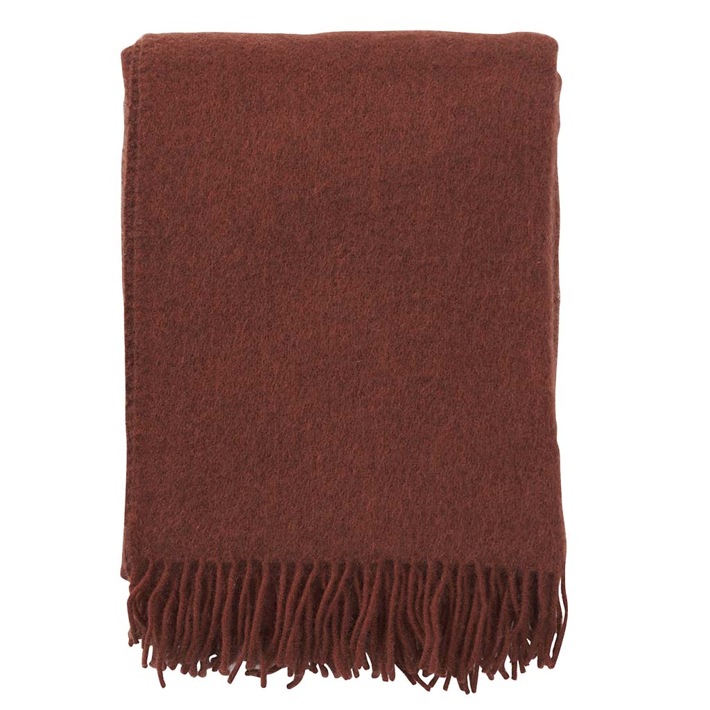 KLIPPAN Gotland Wool Throw Blanket, Rust