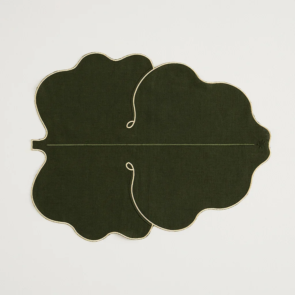 MAISON BALZAC Fig Leaf Placemats, Olive/Ivory (Set of 2) - Image 3