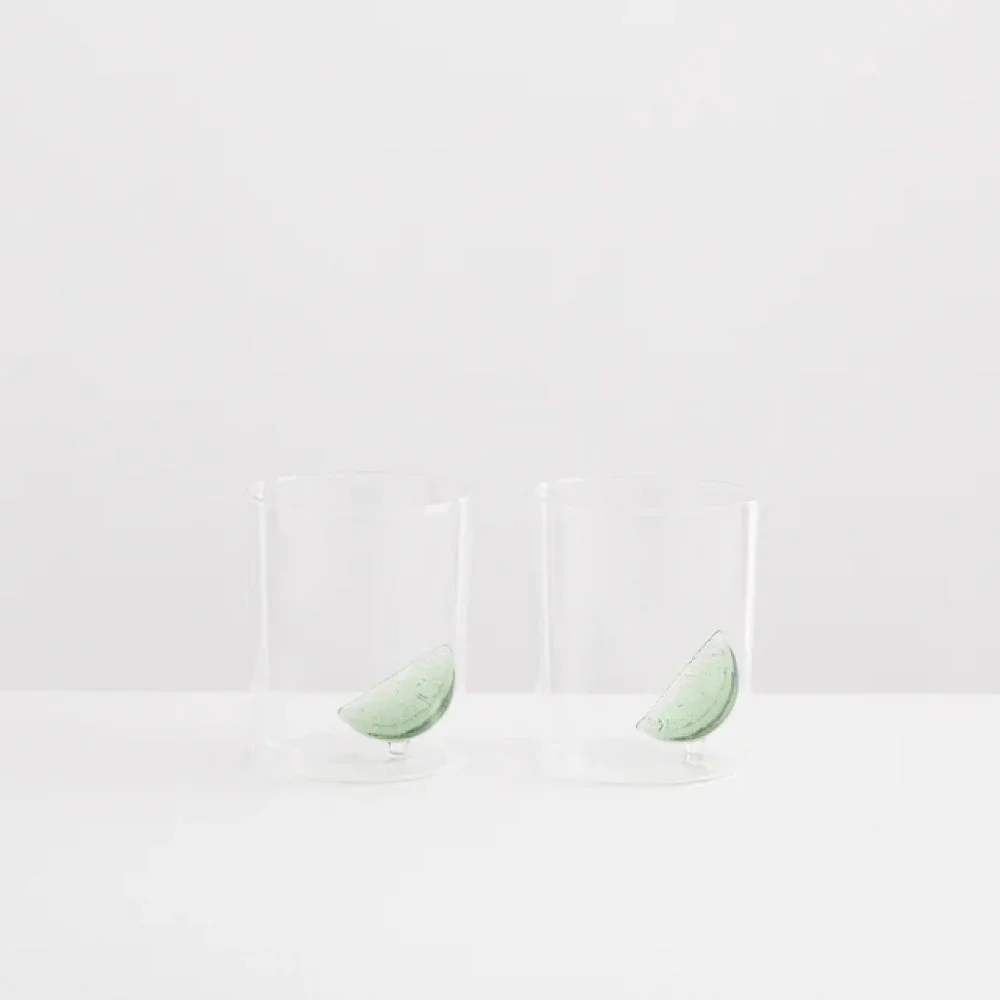 MAISON BALZAC Gin & Tonic Glasses, Clear/Green (Set of 2) - Image 3
