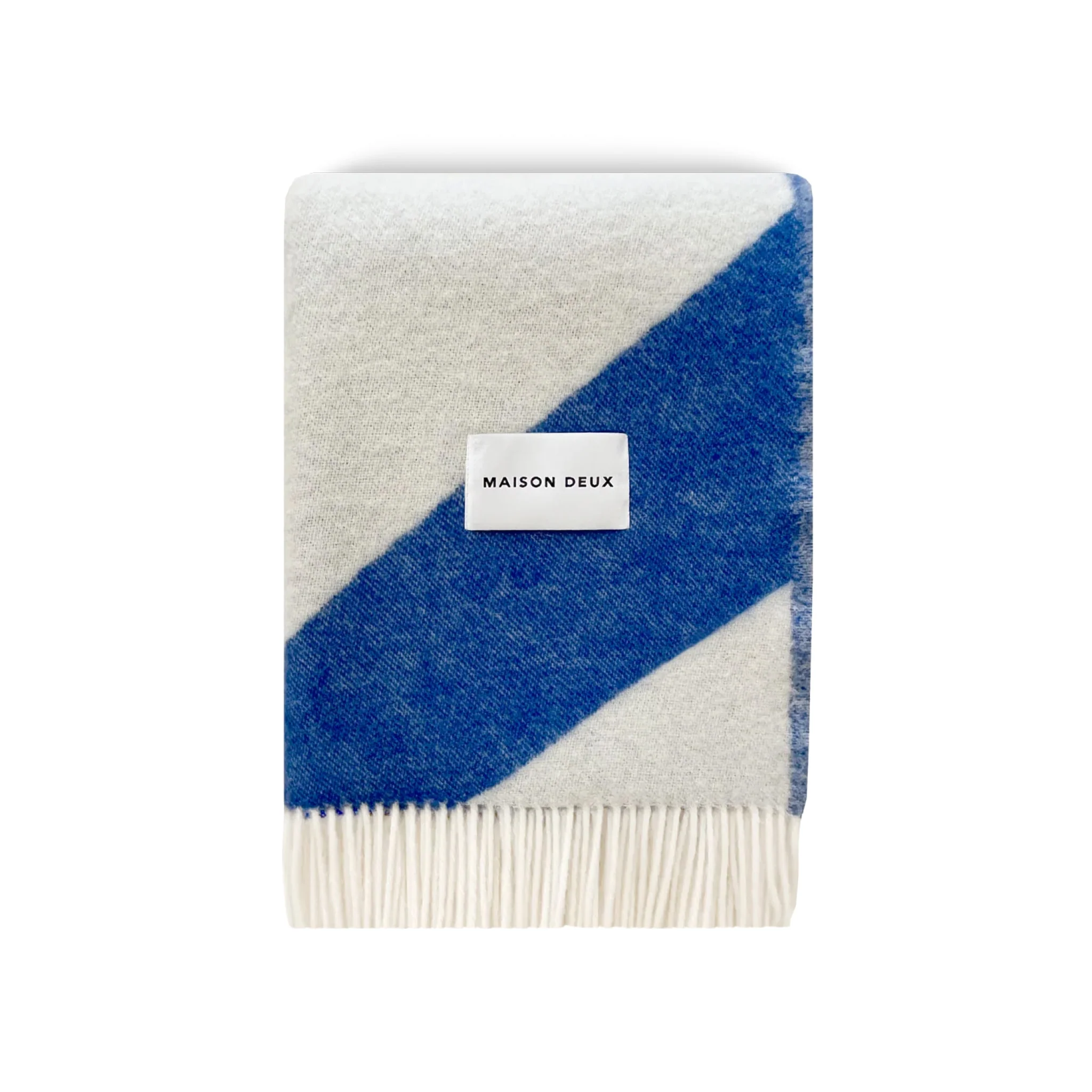 MAISON DEUX Swirl Throw Blanket, Kobalt Blue/White