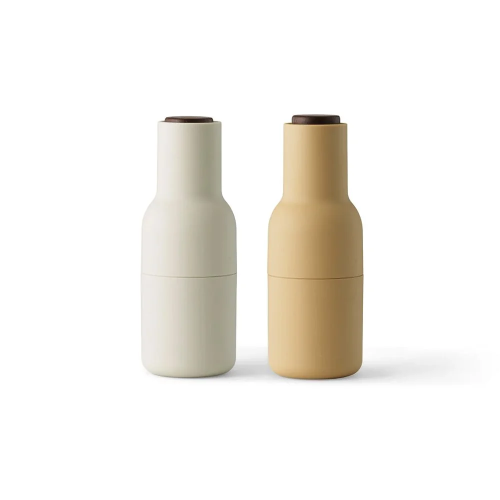 AUDO CPH Salt and Pepper Bottle Grinders Set, Barley w/ Walnut Lid