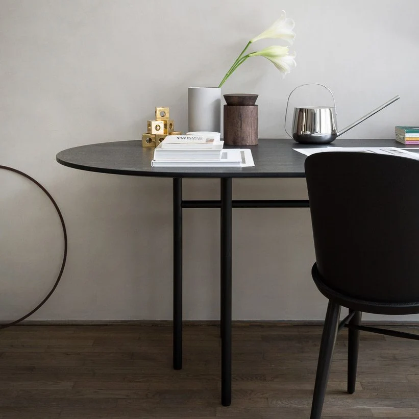 PRE-ORDER ¦ AUDO CPH Snaregade Dining Table, Oval, Black Steel/Charcoal Linoleum - Image 3