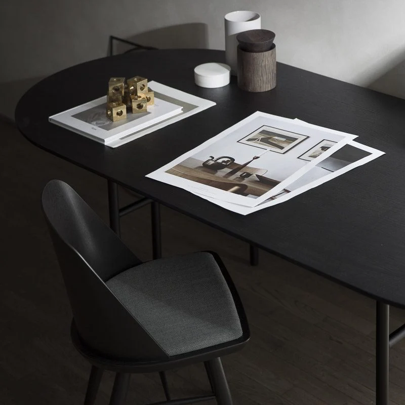 PRE-ORDER ¦ AUDO CPH Snaregade Dining Table, Oval, Black Steel/Charcoal Linoleum - Image 5