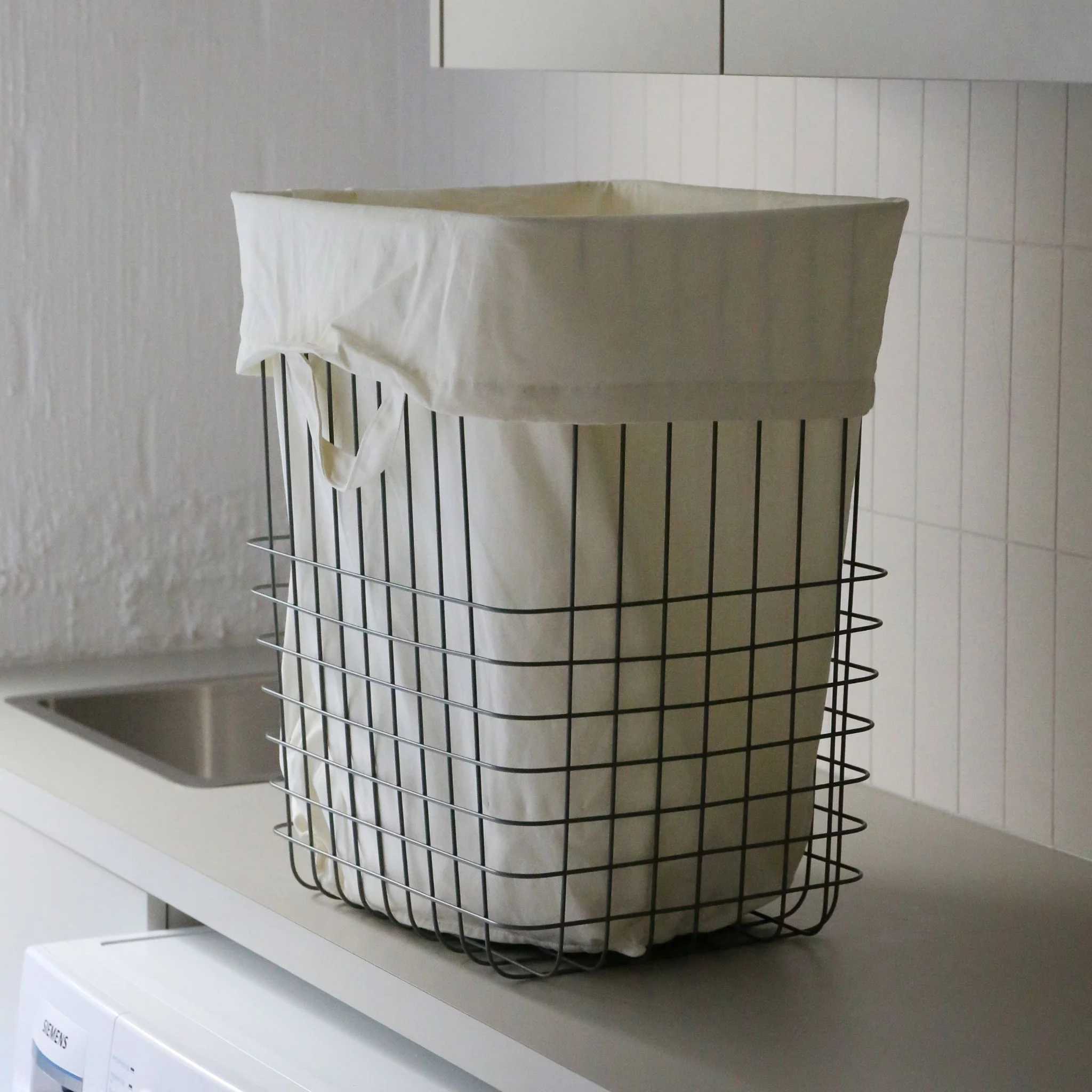 METTE DITMER Store-It Laundry Basket w./ Canvas Bag, Large, H50cm, Thyme Green