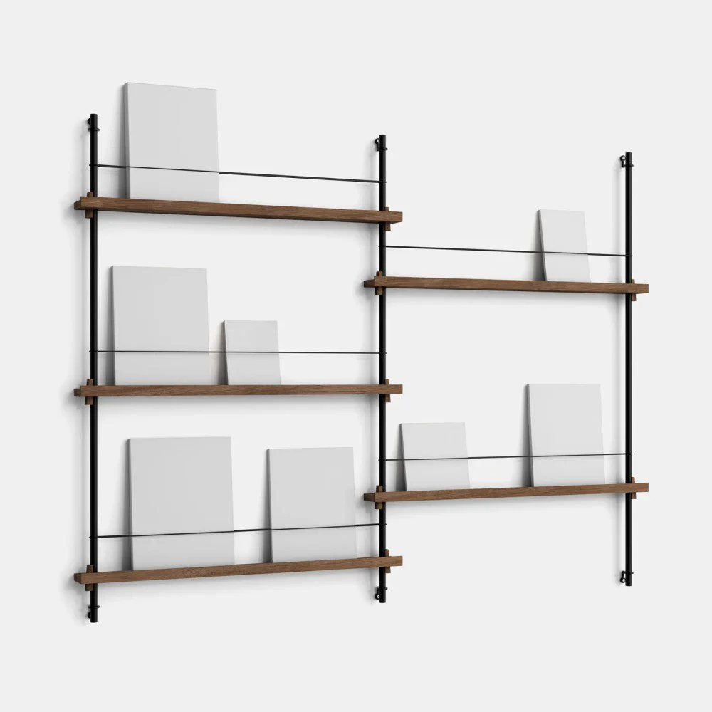 PRE-ORDER │ MOEBE Magazine Shelving, MS.115.2, Smoked Oak/Black