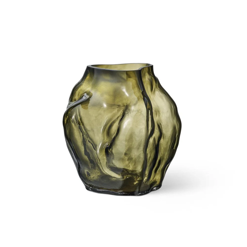 NEW WORKS Blaehr Vase Large, Smoked Green Glass